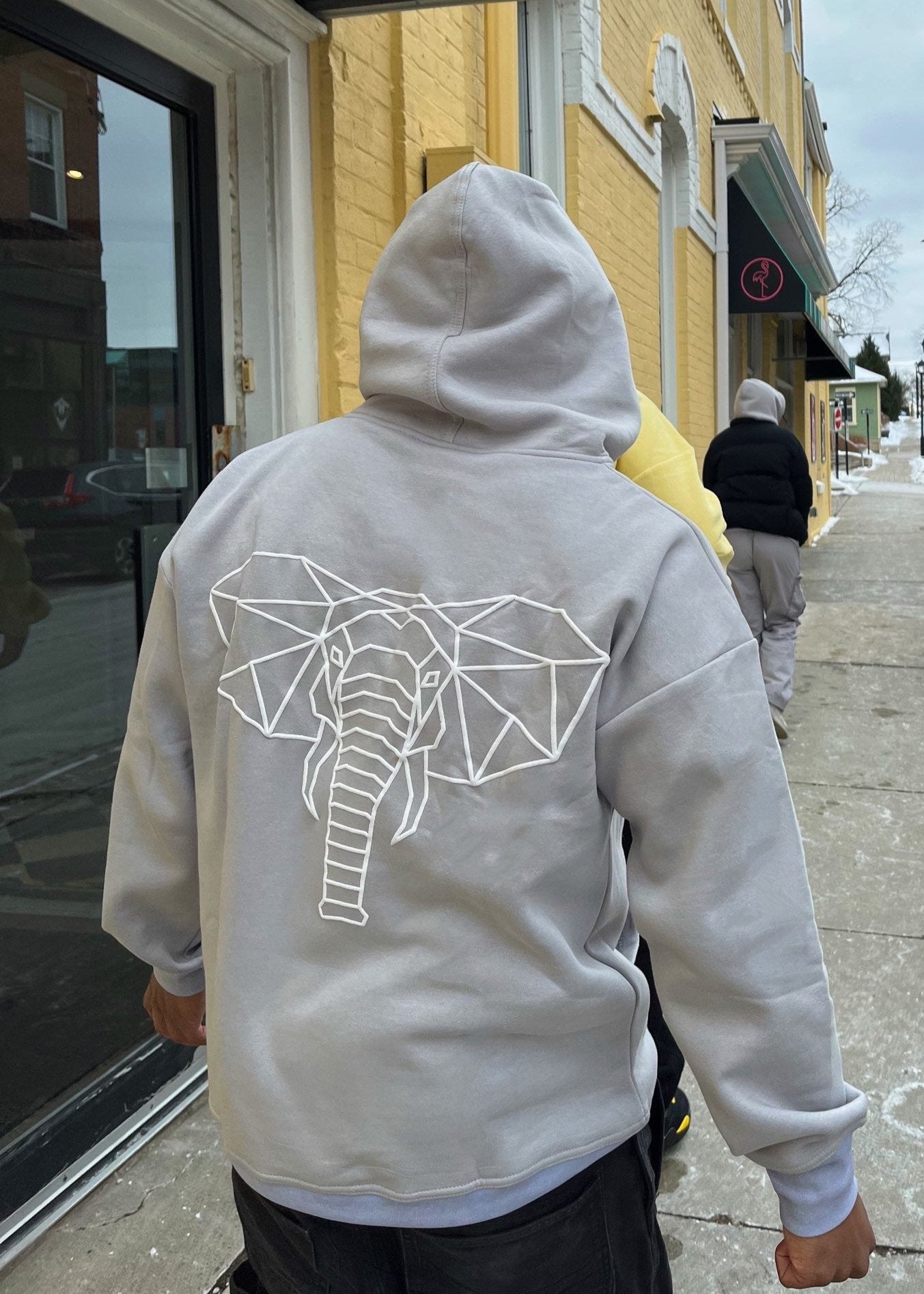 Cozy Motivational Elephant Hoodie-Grey